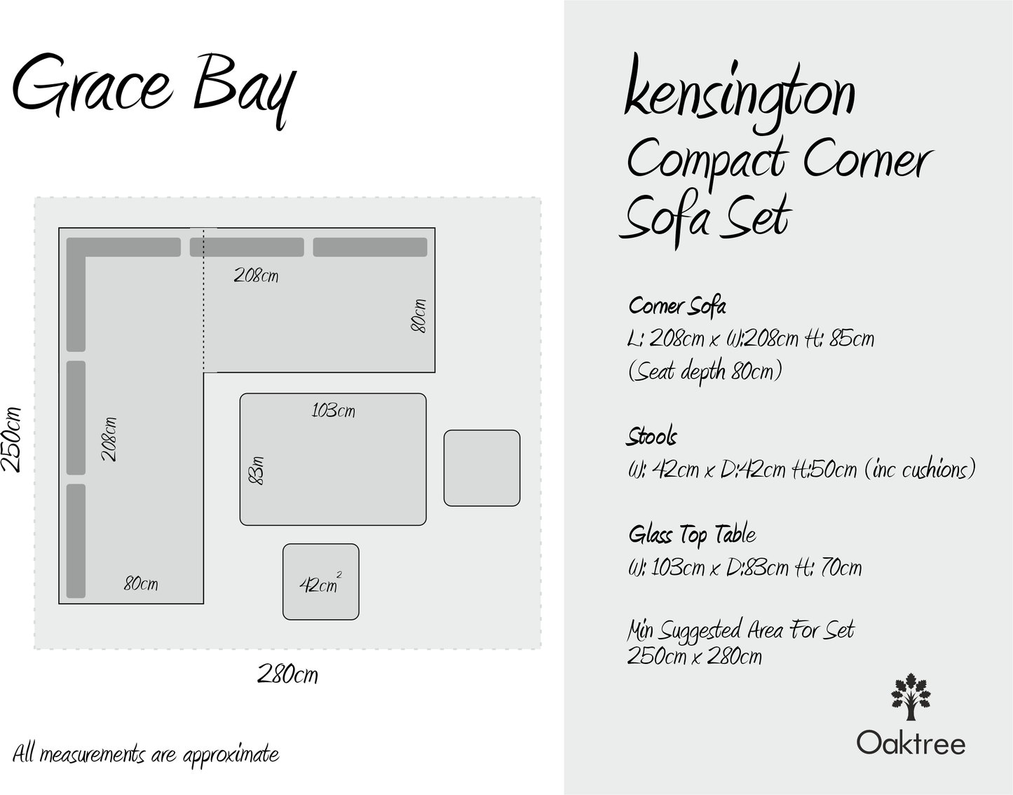Kensington Compact Outdoor Corner Sofa Dining & Lounging Set | Grey | Seats 6