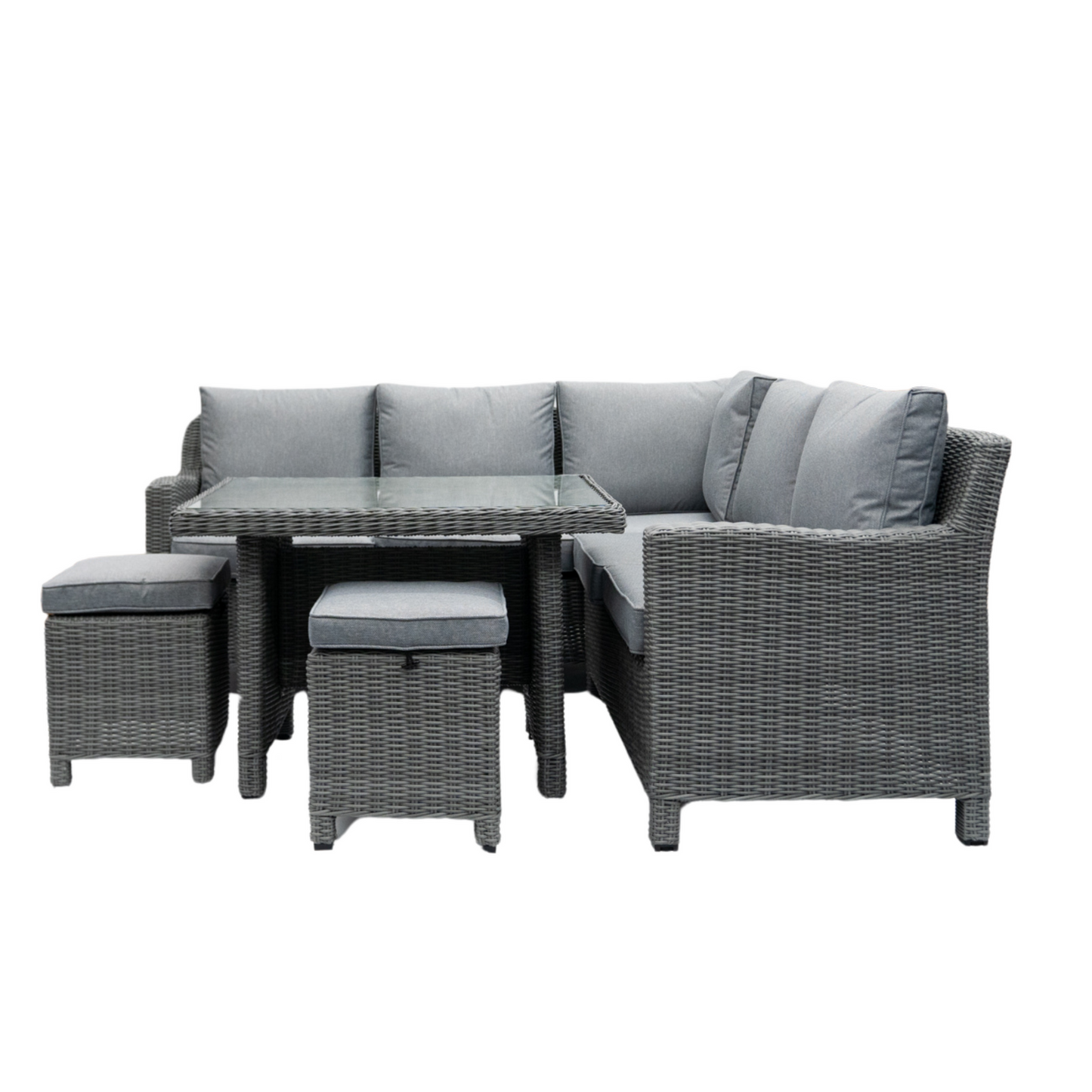 Kensington Compact Outdoor Corner Sofa Dining & Lounging Set | Grey | Seats 6