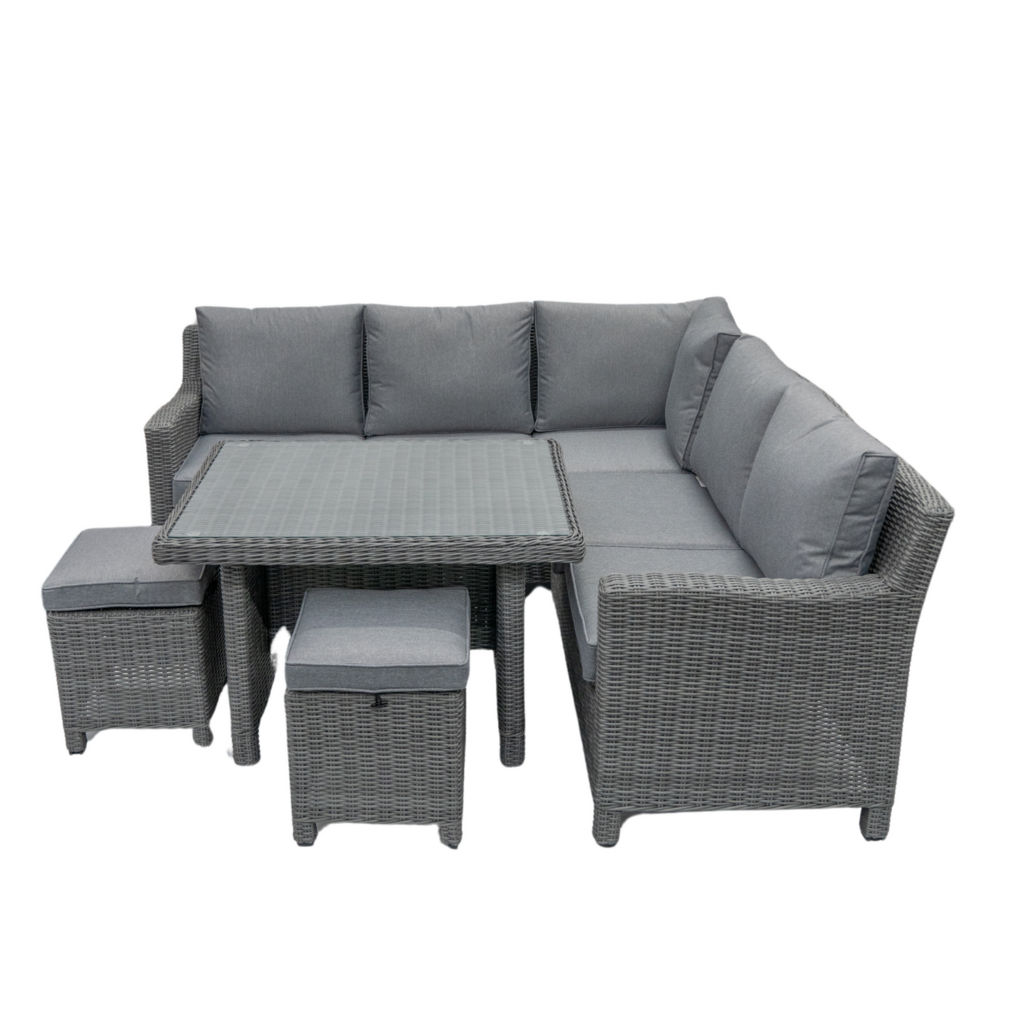 Kensington Compact Outdoor Corner Sofa Dining & Lounging Set | Grey | Seats 6