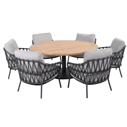4SO Calpi 6 Seat Low Round Saba Dining Table Set