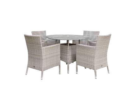 Grace Bay 4 Seat Round Flat Weave Garden Dining Set