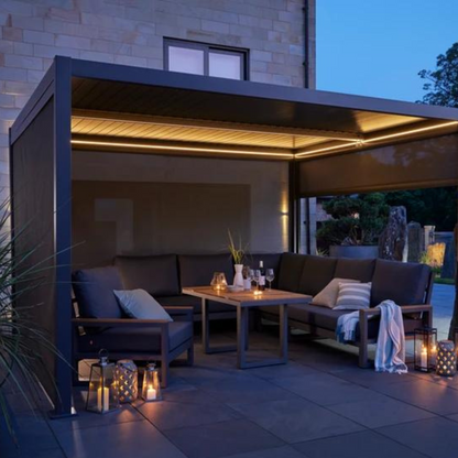 Royce Cube Aluminium 4 x 4M  Luxury Pergola with Solar LED Light Pack | Anthracite