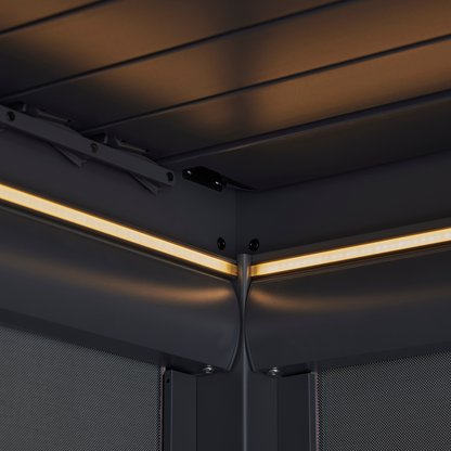 Royce Cube Aluminium 4 x 4M  Luxury Pergola with Solar LED Light Pack | Anthracite