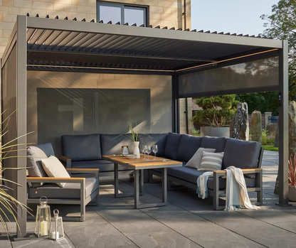 Royce Cube Aluminium 4 x 4M  Luxury Pergola with Solar LED Light Pack | Anthracite