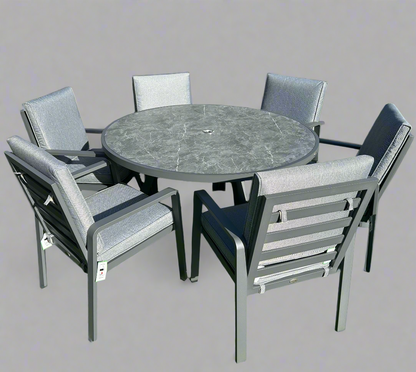 Mayfair Outdoor 6 Seat Round 140cm Dining Set